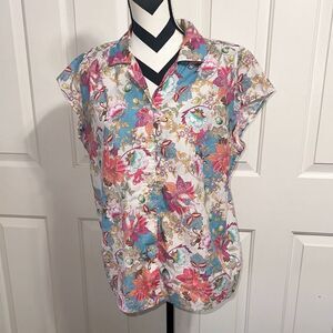 THE CAT’S PAJAMAS Floral Button Front Shirt